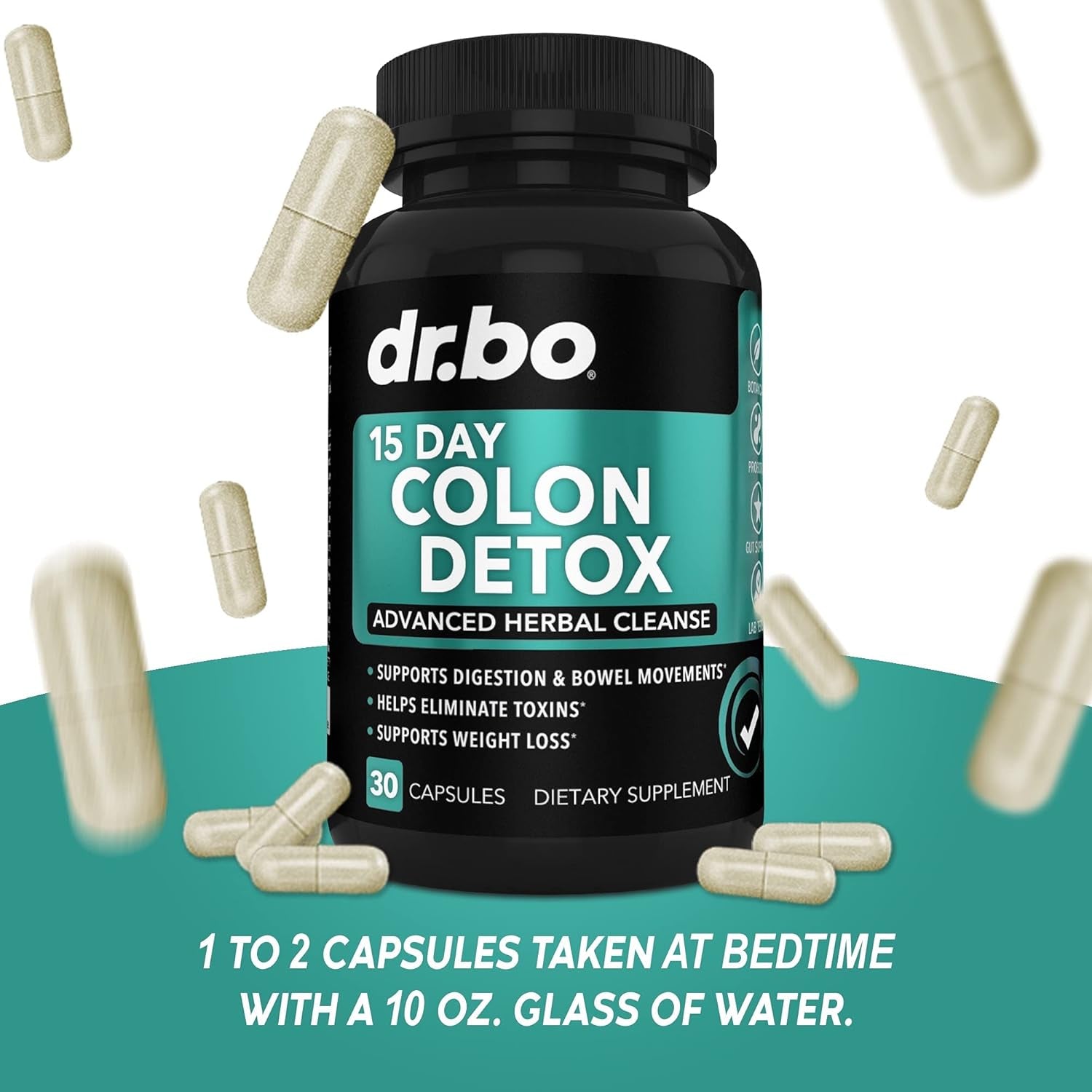 DR. BO 15 Day Colon Detox Advanced Herbal Cleanse 30 Capsules | Natural Cleanse for Constipation, Bloating & Weight Support
